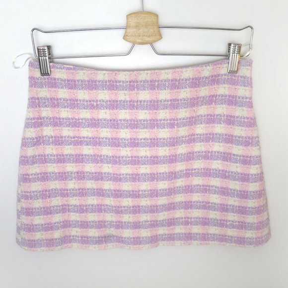 Zara Gingham Tweed Mini Skirt M - Picture 5 of 9